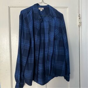 Style & Co. S Blue Plaid Women’s Button Down